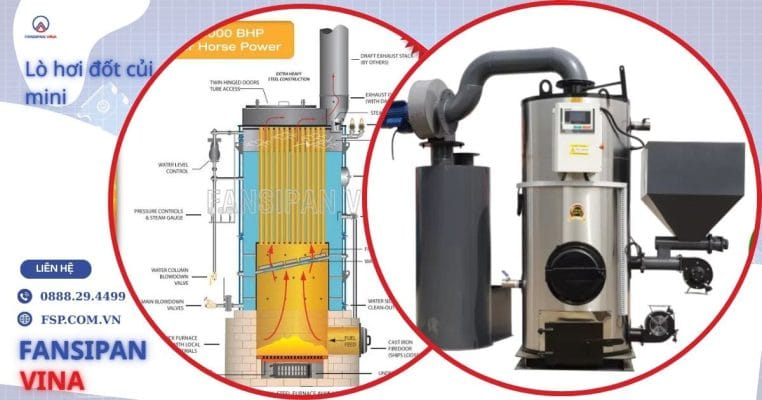 Lò hơi đốt củi mini